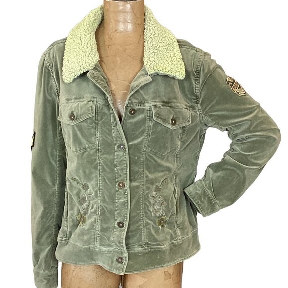 Marrakech Janie 60s Velveteen Embroidered Sage Green Jacket L 202H - Picture 6 of 16
